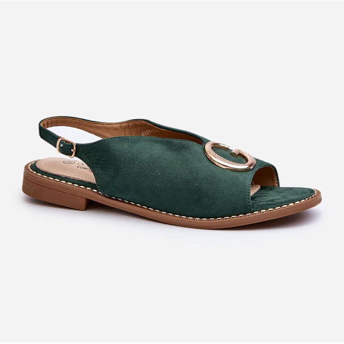 Sandales Femme Élégantes Avec Décoration, Eco Daim S.Barski KV27-058 Vert 1