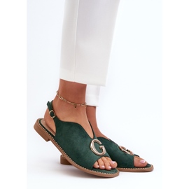 Sandales Femme Élégantes Avec Décoration, Eco Daim S.Barski KV27-058 Vert 2