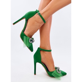 Escarpins à nœud en tulle vert Triana 2