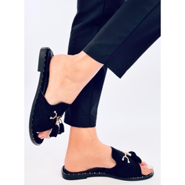 Lapierr Tongs noires à franges le noir 4