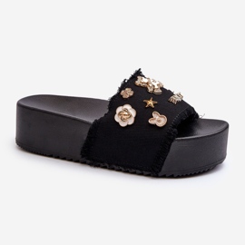 Tongs Plateforme Avec Épingles Pour Femmes Noir Zranesia le noir 1