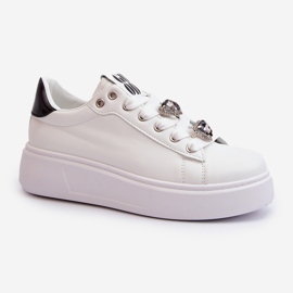 Baskets à plateforme avec épingles en forme de cœur pour femme, blanc Azamia blanche 1