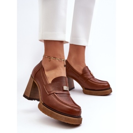 Zazoo 20169 chaussures à talons hauts en cuir marron brun 3
