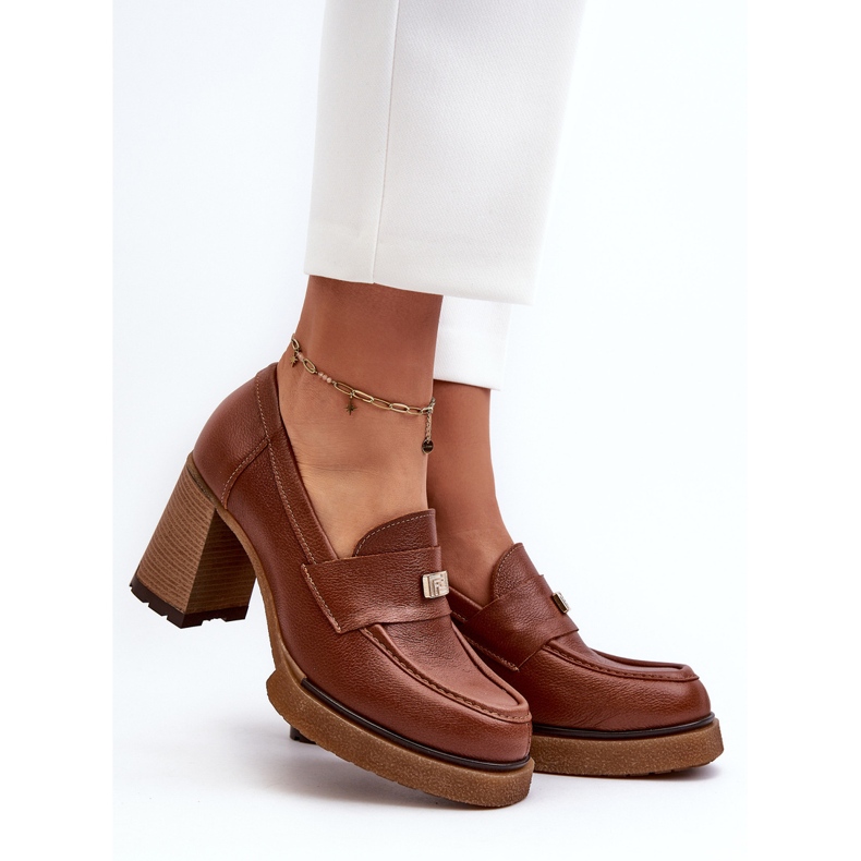 Zazoo 20169 chaussures à talons hauts en cuir marron brun 2