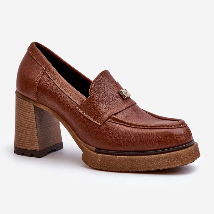 Zazoo 20169 chaussures à talons hauts en cuir marron brun 1