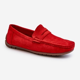 Mocassins Wesley en daim homme de coloris rouge 5