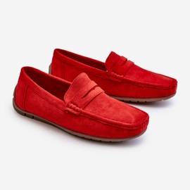 Mocassins Wesley en daim homme de coloris rouge 6
