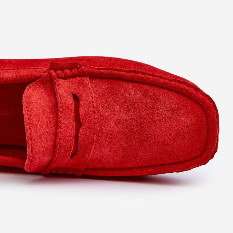 Mocassins Wesley en daim homme de coloris rouge 2
