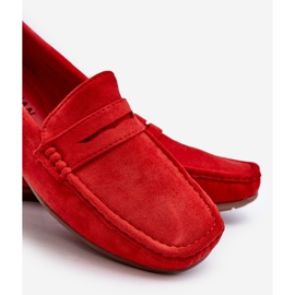 Mocassins Wesley en daim homme de coloris rouge 4