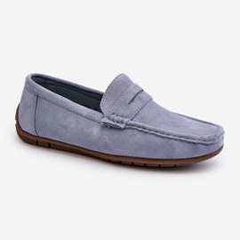 Mocassins en daim Wesley homme de coloris bleu 5