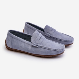 Mocassins en daim Wesley homme de coloris bleu 6