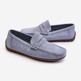 Mocassins en daim Wesley homme de coloris bleu 1