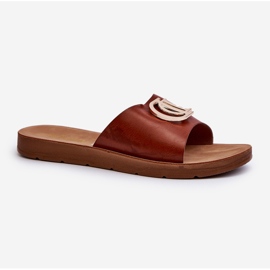 Tongs pour femmes à semelle plate avec décoration, marron Amoonia brun 1