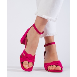 Sandales à talons en daim rose 2