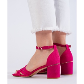Sandales à talons en daim rose 3