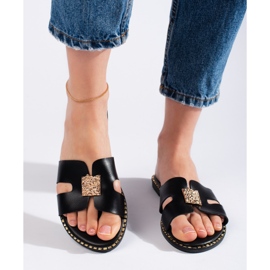 Claquettes plates noires pour femme le noir 2
