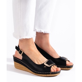 Sandales compensées basses espadrilles noires le noir 2