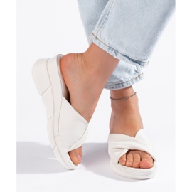 Sandales compensées femme blanches 4