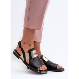 Zazoo 40385 Sandales en cuir pour femme Noir 2