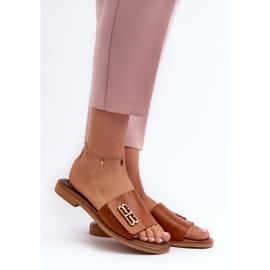 Zazoo 40384 Tongs élégantes en cuir pour femme, marron brun 2