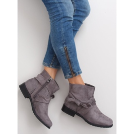 Boots en daim à nœud B7713 Gris 5