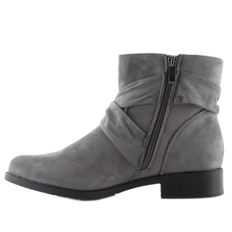 Boots en daim à nœud B7713 Gris 1