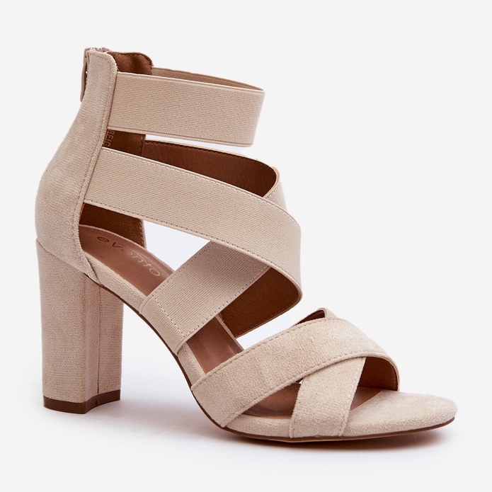 Sandales à talons hauts et lanières pour femmes Beige Obissa 1