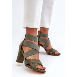 Sandales à talons hauts et lanières pour femmes, vert Obissa 2