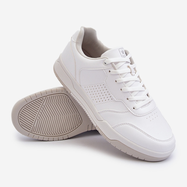 Baskets pour hommes en cuir écologique blanc Radikalle 1