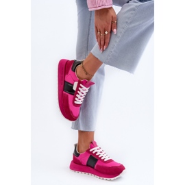 Baskets pour femmes sur la plateforme Big Star NN274500, système de mousse à mémoire de forme Fuchsia rose 3