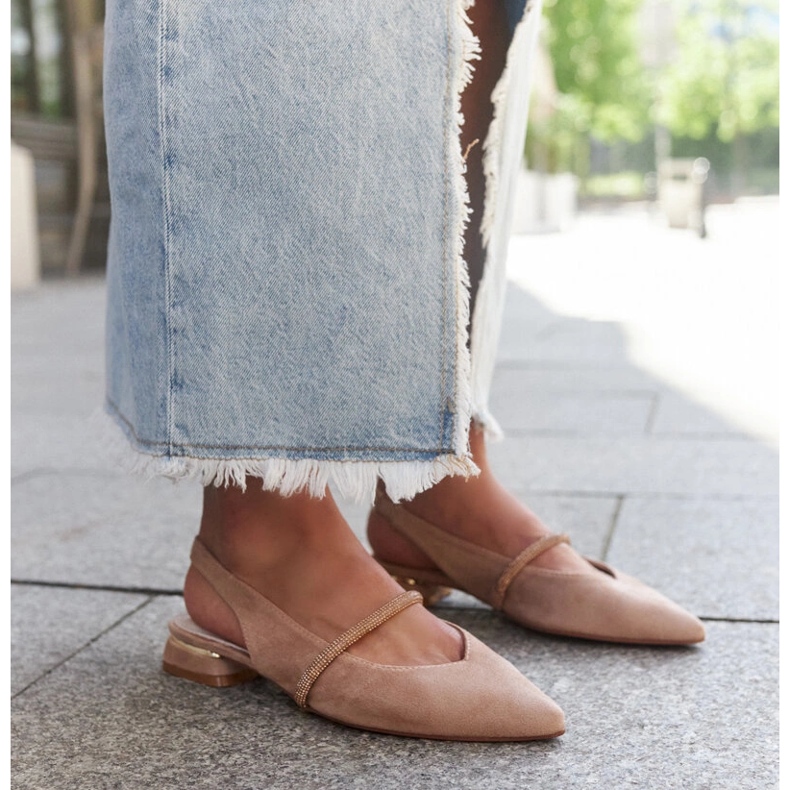 Ballerines beiges avec empiècement en cuir de Morcosa 1