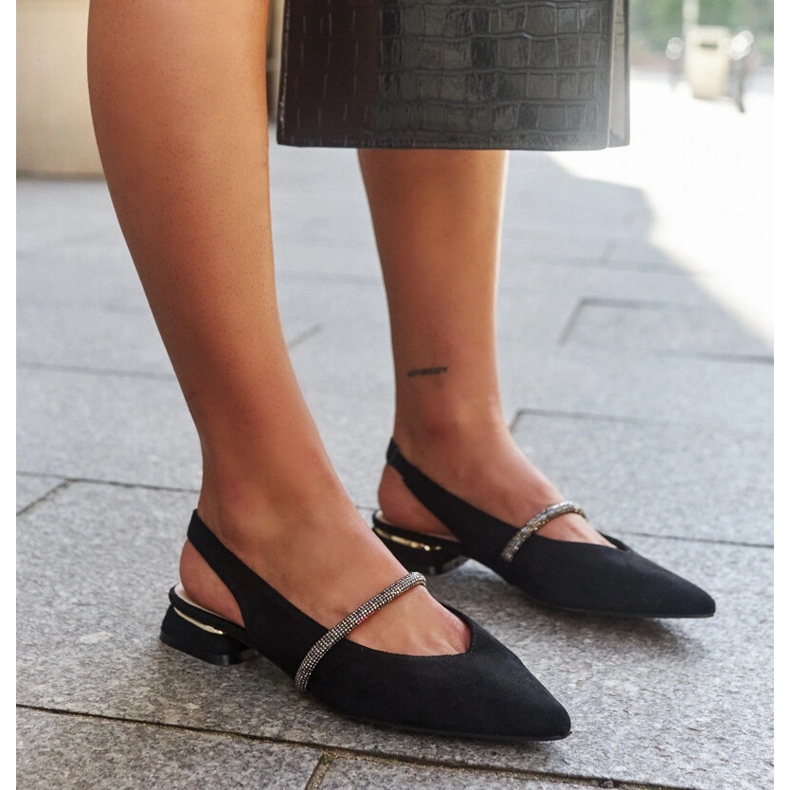 Ballerines noires avec empiècement en cuir de Morcosa 1
