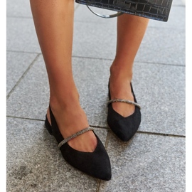 Ballerines noires avec empiècement en cuir de Morcosa le noir 2 Ballerines noires avec empiècement en cuir de Morcosa le noir 2