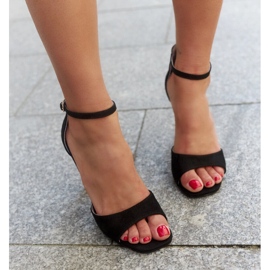 Sandales à talons hauts en daim écologique Asimana le noir 3