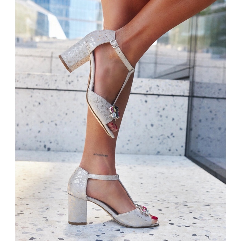 Sandales à talons hauts avec semelle intérieure en cuir Gaberna beige 1