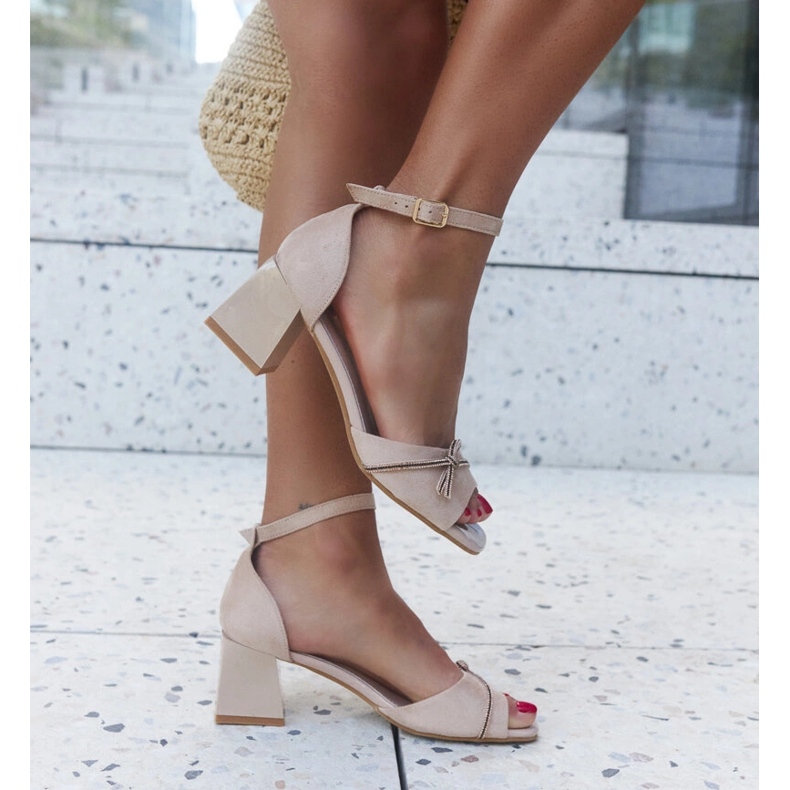 Sandales à talons hauts avec semelle intérieure en cuir Asila beige 1