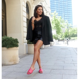 Tongs avec empiècement en cuir Antari rose 2