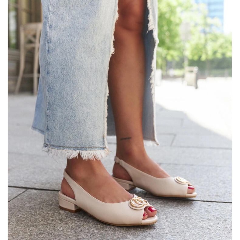 Sandales semelle intérieure en cuir Karimala beige 1