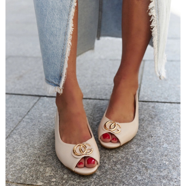 Sandales semelle intérieure en cuir Karimala beige 2