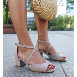 Sandales à talons hauts avec semelle intérieure en cuir Raniya gris 1