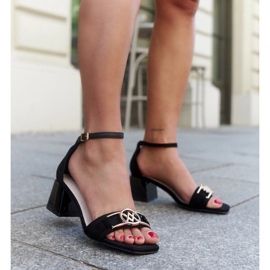 Sandales à talons hauts avec semelle intérieure Ameena en cuir le noir 1