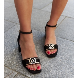 Sandales à talons hauts avec semelle intérieure Ameena en cuir le noir 2