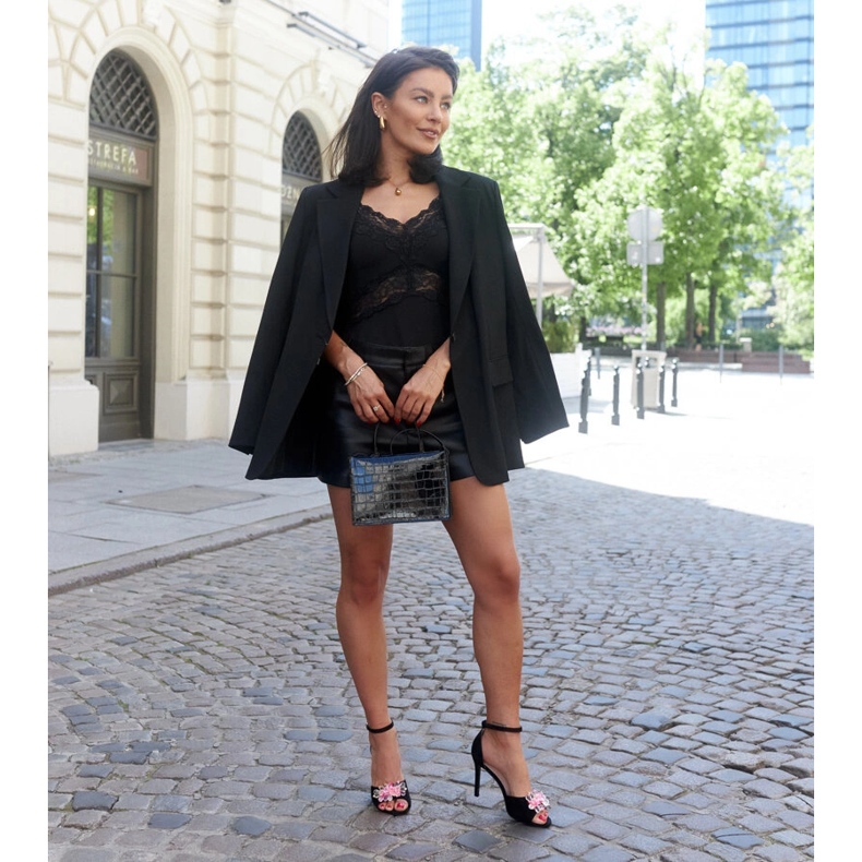 Sandales à talons hauts avec semelle intérieure en cuir Rasheda le noir 1