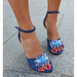 Sandales à talons hauts avec semelle intérieure en cuir Rasheda bleu 1
