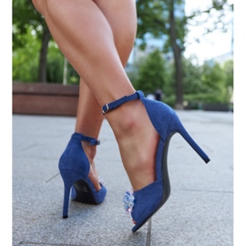 Sandales à talons hauts avec semelle intérieure en cuir Rasheda bleu 3