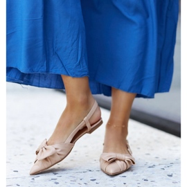 Ballerines à bout pointu et nœud Barira beige 2