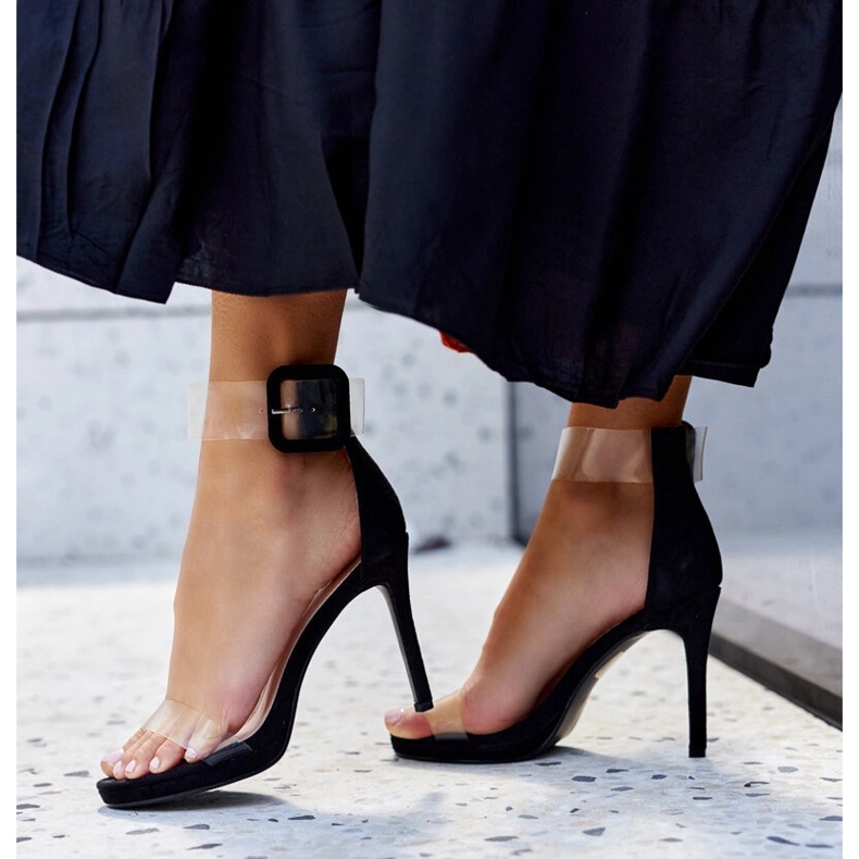 Sandales à talons hauts Janan avec tige transparente noir 1