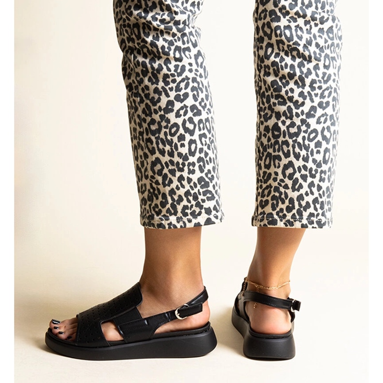 Sandales noires à tige ajourée Imogne le noir 1