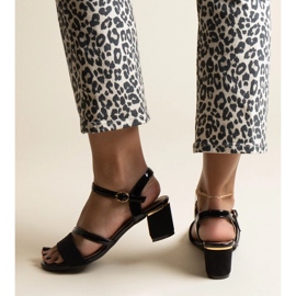 Sandales noires avec une combinaison de matières Hambly 2