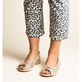 Sandales à enfiler à talons bas Teyla dorées 1